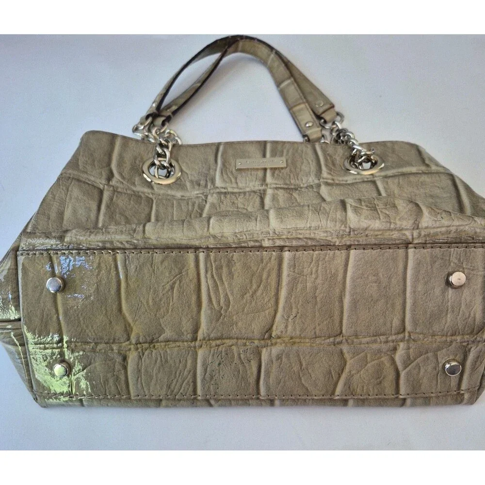 Kate Spade New York Taupe Alligator Embossed Leather Chain Link Shoulder Purse